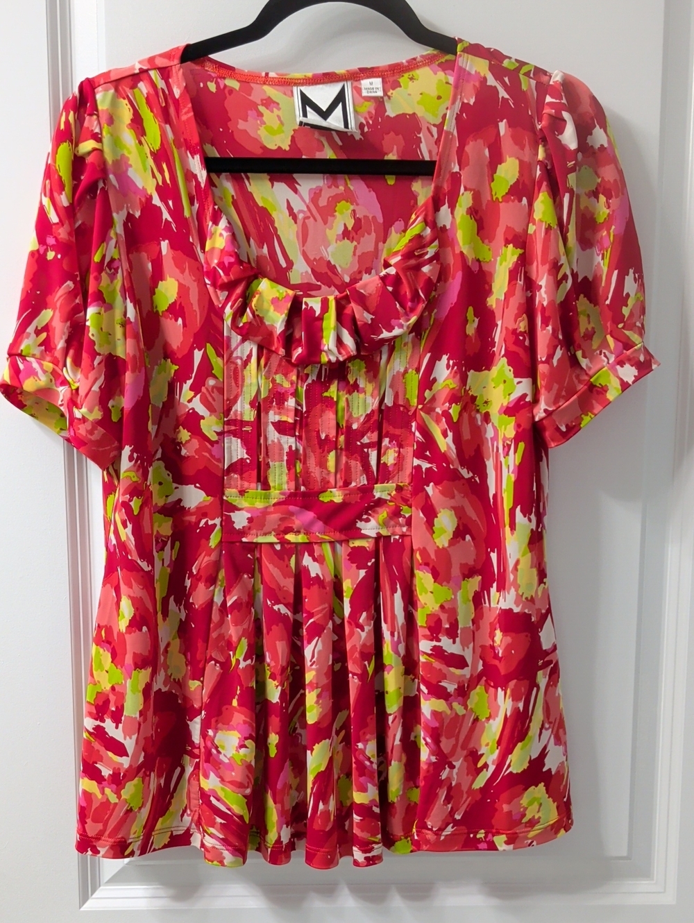 Marc Bouwer Red Floral Short-Sleeve Women's Top